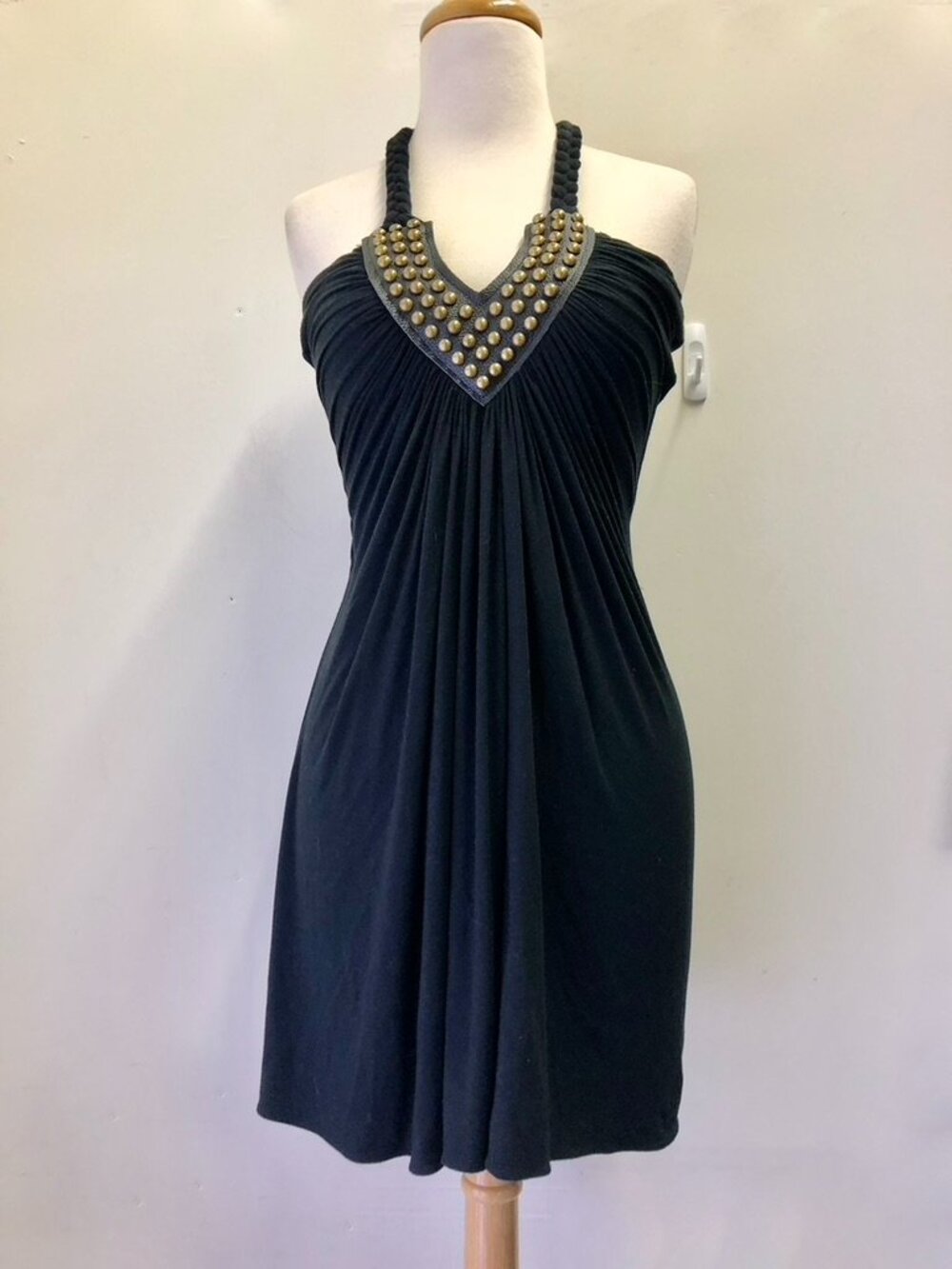 Sky Studded Bodice Halter Dress